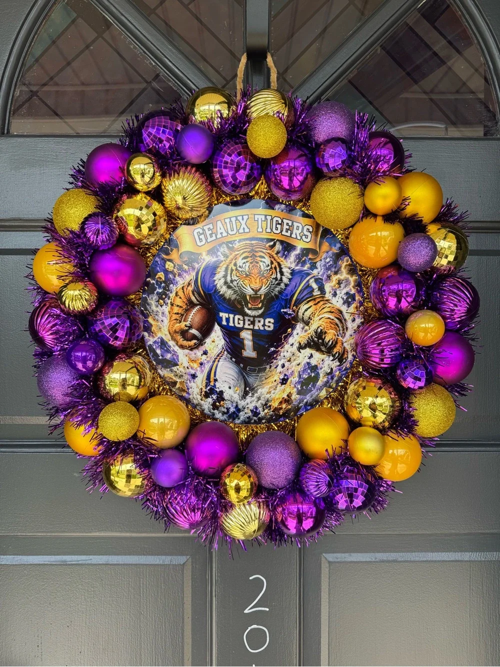 Geaux Tigers Purple & Gold Holiday Wreath